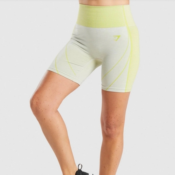 Gymshark "Hyper Amplify" bike shorts in "Marl Gray/Lime Green", size XS. - Picture 2 of 10